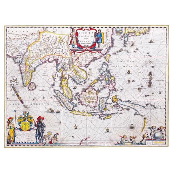 Legendarte - Målning, Tryck på duk - Kartografi - Gammal karta nr 8 cm. 40x50