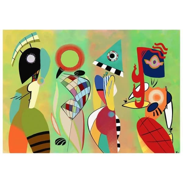 Legendarte - Målning, Tryck på duk - Las Musas De Kandinski cm. 50x70