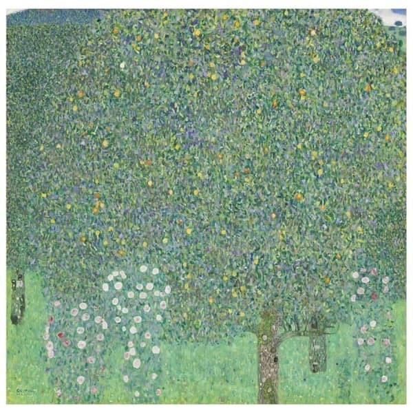Legendarte - Målning, Tryck på duk - Rosenbuskar under träden Gustav Klimt cm. 60x60