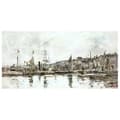 Miniatyrbild 1 av 4: Legendarte - Målning, tryck på duk - Hamnen i Honfleur - Eugène Boudin cm. 40x80