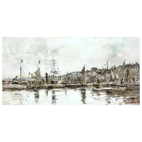 Legendarte - Målning, tryck på duk - Hamnen i Honfleur - Eugène Boudin cm. 40x80