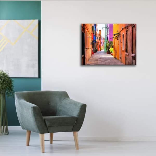 Legendarte - Målning, Tryck på duk - Livlighet i Burano, Den färgglada ön cm. 80x100