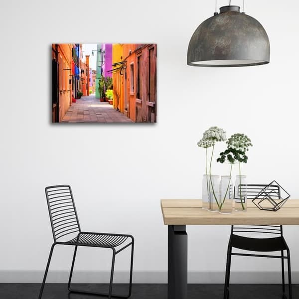 Legendarte - Målning, Tryck på duk - Livlighet i Burano, Den färgglada ön cm. 80x100