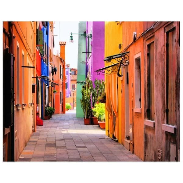 Legendarte - Målning, Tryck på duk - Livlighet i Burano, Den färgglada ön cm. 80x100