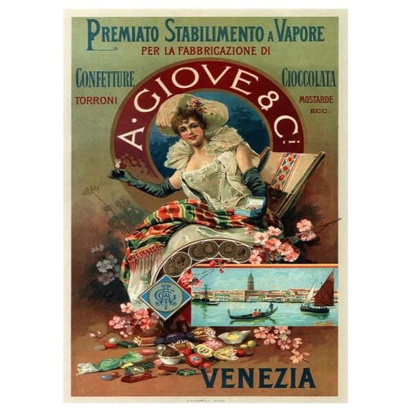 Legendarte - Vintage reklamaffisch A. Giove &amp; Co. - Målning, tryck på duk cm. 50x70