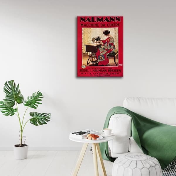 Legendarte - Vintage reklamaffisch Naumann Symaskiner - Målning, Canvastryck cm. 50x70