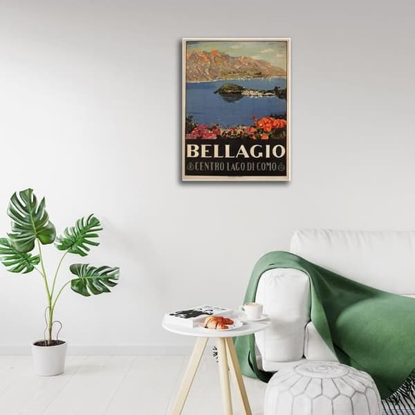Legendarte - Bellagio Vintage Tourist Poster - Målning, Canvastryck cm. 50x70