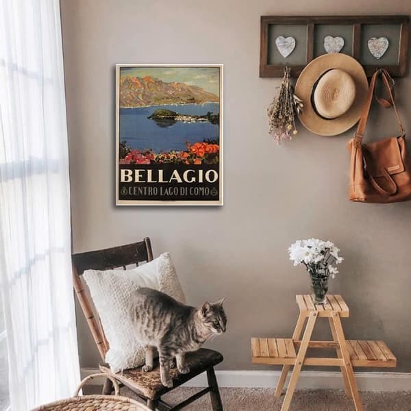 Legendarte - Bellagio Vintage Tourist Poster - Målning, Canvastryck cm. 50x70