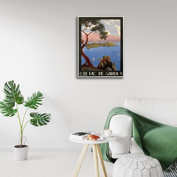 Legendarte - Vintage turistaffisch Gardasjön - Målning, tryck på duk cm. 50x70
