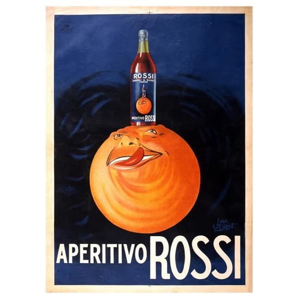 Legendarte - Vintage reklamaffisch Aperitivo Rossi - Målning, tryck på duk cm. 50x70
