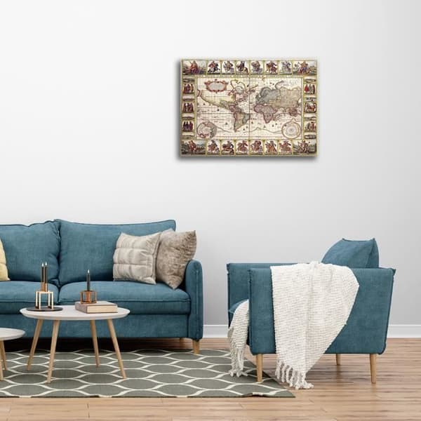 Legendarte - Målning, Tryck på duk - Kartografi - Gammal karta nr 35 cm. 40x50