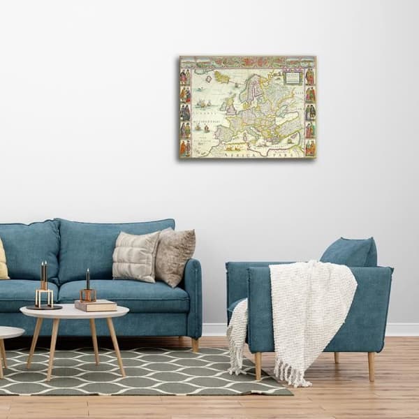 Legendarte - Målning, Tryck på duk - Kartografi - Gammal karta nr 68 cm. 40x50