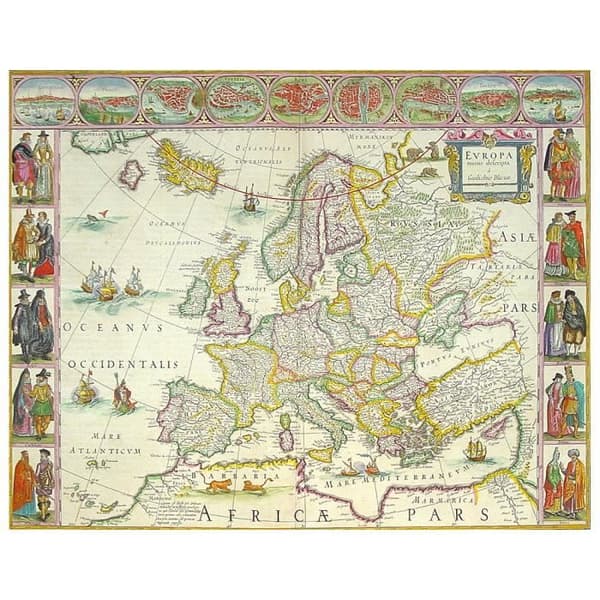 Legendarte - Målning, Tryck på duk - Kartografi - Gammal karta nr 68 cm. 40x50