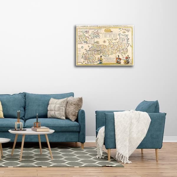 Legendarte - Målning, Tryck på duk - Kartografi - Gammal karta nr 17 cm. 40x50
