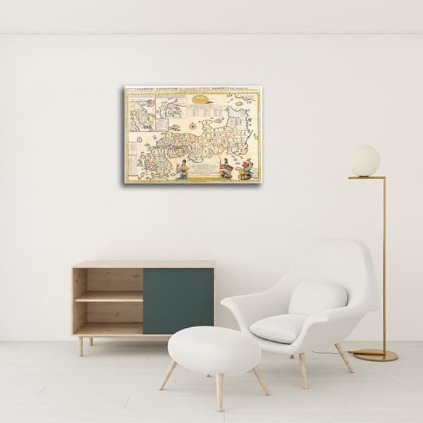 Legendarte - Målning, Tryck på duk - Kartografi - Gammal karta nr 17 cm. 40x50
