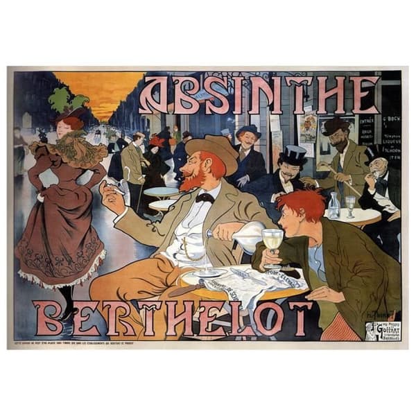 Legendarte - Vintage reklamaffisch Absinthe Berthelot - Målning, tryck på duk cm. 50x70