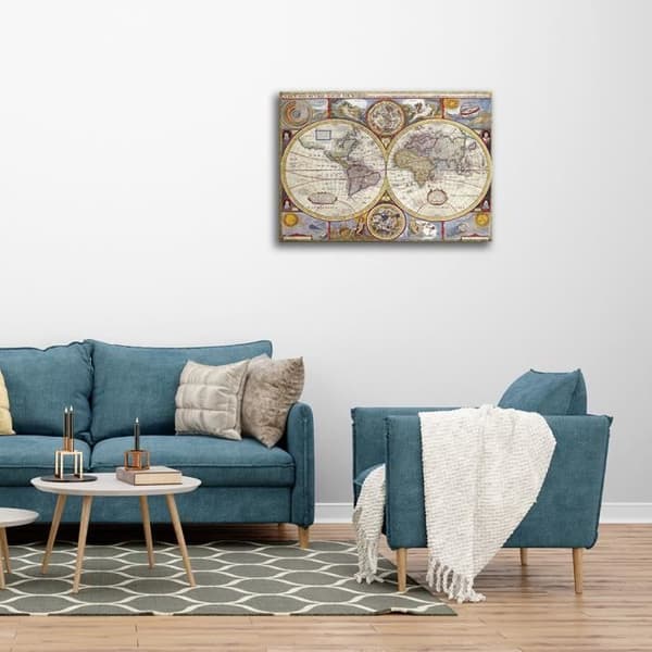 Legendarte - Målning, Tryck på duk - Kartografi - Gammal karta nr 43 cm. 40x50