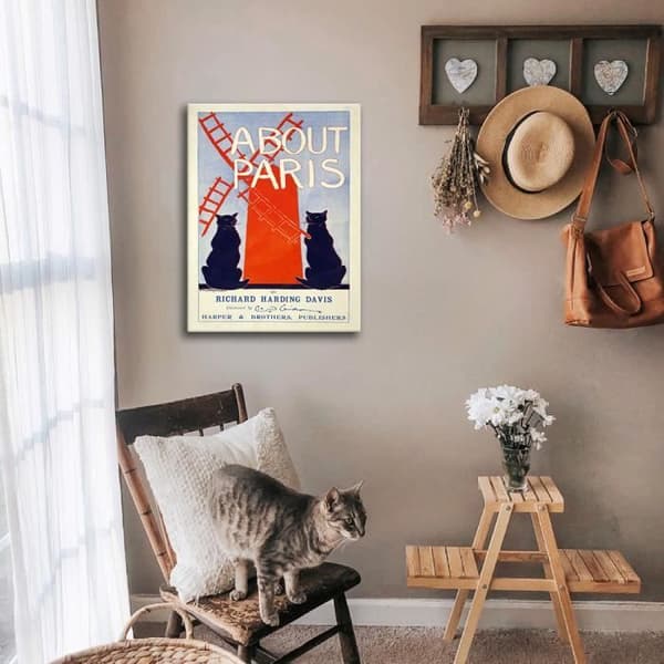 Legendarte - Vintage reklamaffisch om Paris - målning, tryck på duk cm. 50x70
