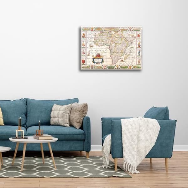 Legendarte - Målning, Tryck på duk - Kartografi - Gammal karta nr 28 cm. 40x50