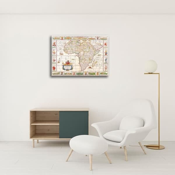 Legendarte - Målning, Tryck på duk - Kartografi - Gammal karta nr 28 cm. 40x50