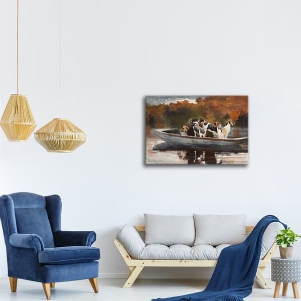 Legendarte - Målning, tryck på duk - Jakthundar i båt Winslow Homer cm. 50x70