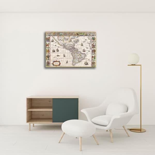 Legendarte - Målning, Tryck på duk - Kartografi - Gammal karta nr 32 cm. 40x50