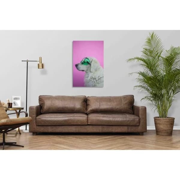 Målning, Canvastryck - Hund med skyddsglasögon - Väggdekoration - 40x60cm