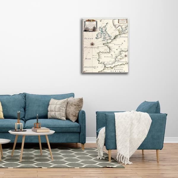 Legendarte - Målning, Tryck på duk - Kartografi - Gammal karta nr 5 cm. 40x50