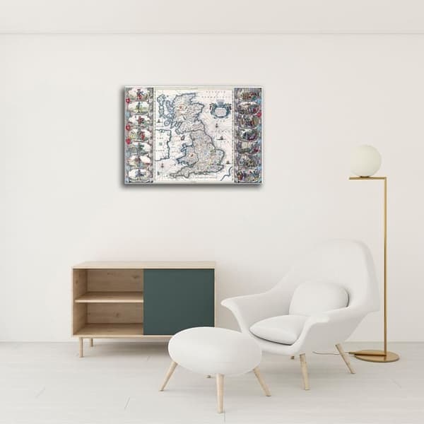 Legendarte - Målning, Tryck på duk - Kartografi - Gammal karta nr 38 cm. 40x50