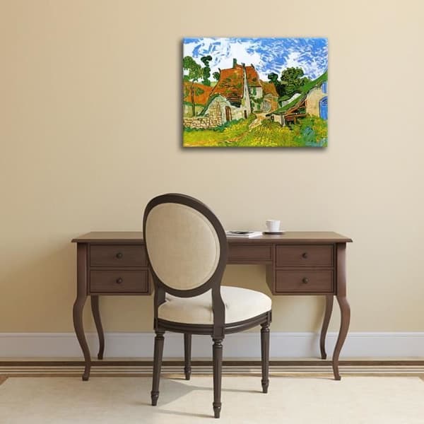 Legendarte - Målning, tryck på duk - Rue D'Auvers-Sur-Oise Vincent Van Gogh cm. 80x100