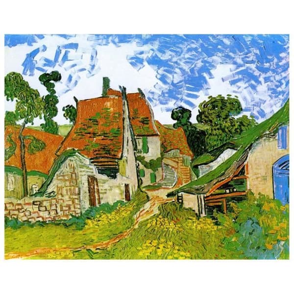 Legendarte - Målning, tryck på duk - Rue D'Auvers-Sur-Oise Vincent Van Gogh cm. 80x100