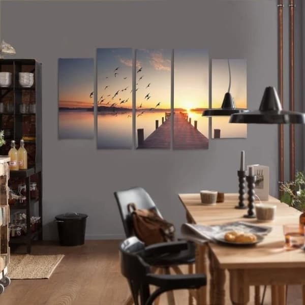 Legendarte - Målning, Tryck på duk - Fåglar i flygning cm. 150x100 (5 paneler)