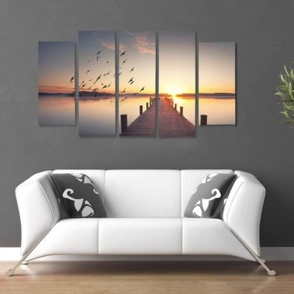 Legendarte - Målning, Tryck på duk - Fåglar i flygning cm. 150x100 (5 paneler)