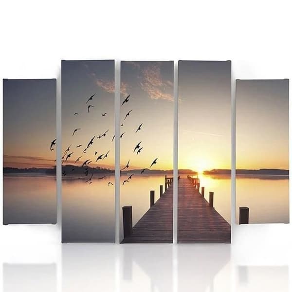 Legendarte - Målning, Tryck på duk - Fåglar i flygning cm. 150x100 (5 paneler)
