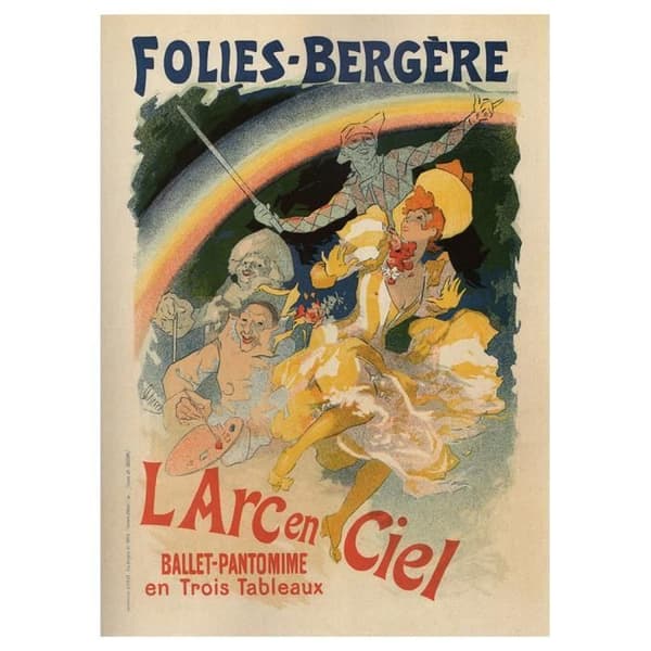 Legendarte - Folies Bergére Vintage Konstnärlig affisch - Målning, tryck på duk cm. 50x70
