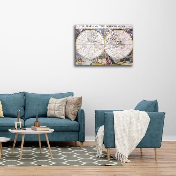 Legendarte - Målning, Tryck på duk - Kartografi - Gammal karta nr 15 cm. 40x50