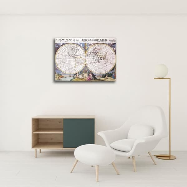 Legendarte - Målning, Tryck på duk - Kartografi - Gammal karta nr 15 cm. 40x50