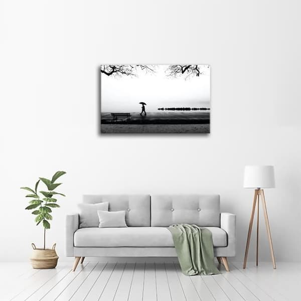 Legendarte - Målning, Tryck på duk - Ensam promenad bland vattnet cm. 60x90