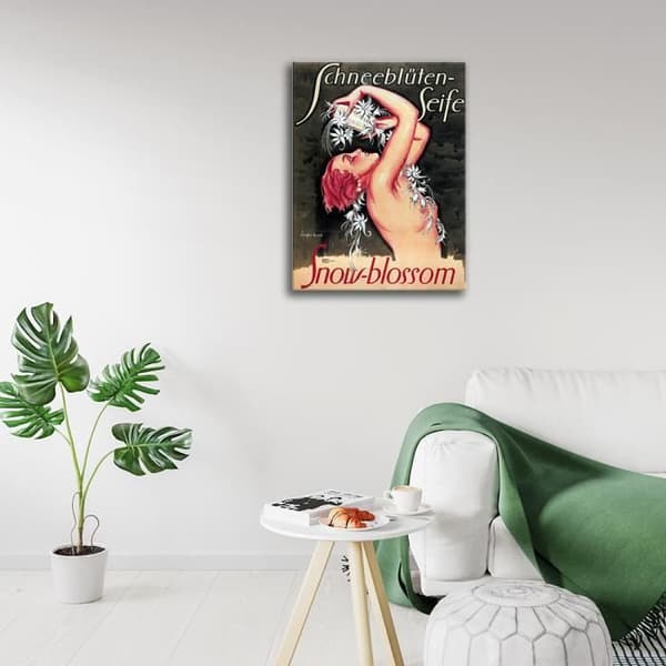 Legendarte - Vintage reklamaffisch Schneeblueten-Seife - Målning, tryck på duk cm. 50x70
