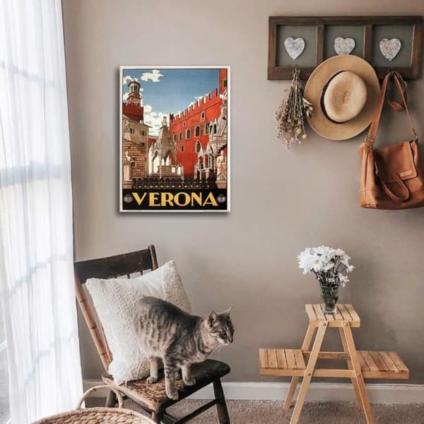 Legendarte - Vintage Verona Tourist Poster - Målning, Canvastryck cm. 50x70