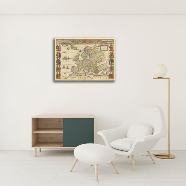 Legendarte - Målning, Tryck på duk - Kartografi - Gammal karta nr 4 cm. 40x50
