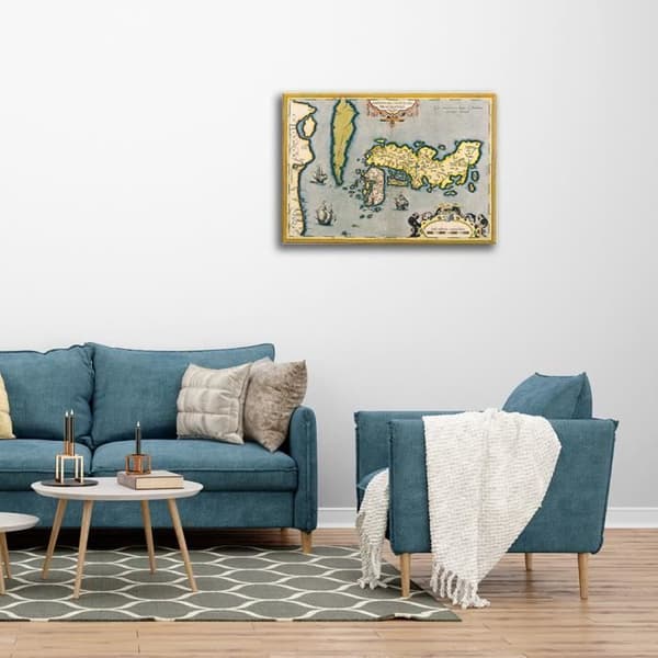 Legendarte - Målning, Tryck på duk - Kartografi - Gammal karta nr 40 cm. 40x50