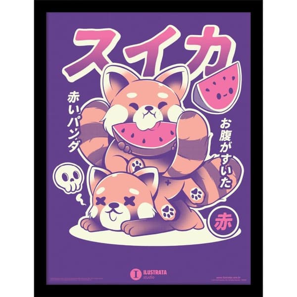 Ilustrata Watermelon Framed Poster Purple/Brown/Red 40cm x 30cm