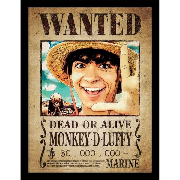 One Piece Live Action Monkey D. Luffy Wanted Poster Framed Poster Multicoloured 40cm x 30cm