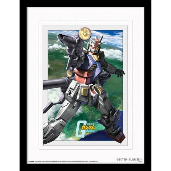 Gundam Taking The Shot Digital Print Mounted Print White/Multicoloured 40cm x 30cm