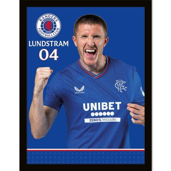 Rangers FC Lundstram Framed Poster Royal Blue/Black 40cm x 30cm