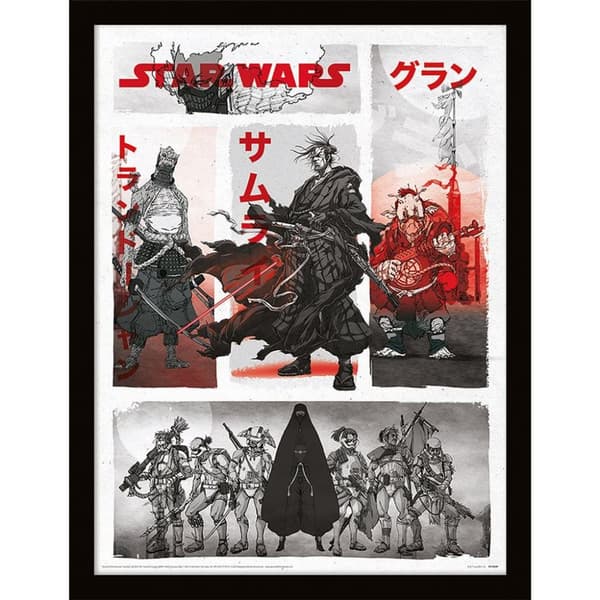 Star Wars: Visions Washi Characters Framed Poster White/Black/Red 40cm x 30cm