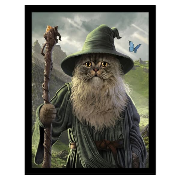 Vincent Hie Catdalf Framed Poster Green/Grey 30cm x 40cm