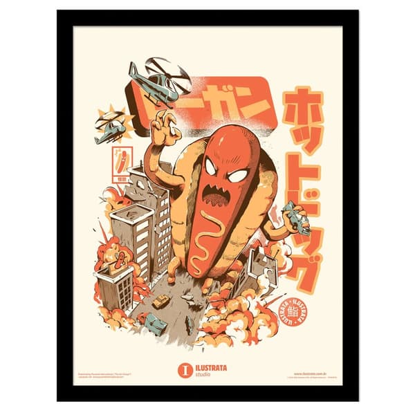 Ilustrata Great Hot Dog Framed Poster Orange/White 40cm x 30cm