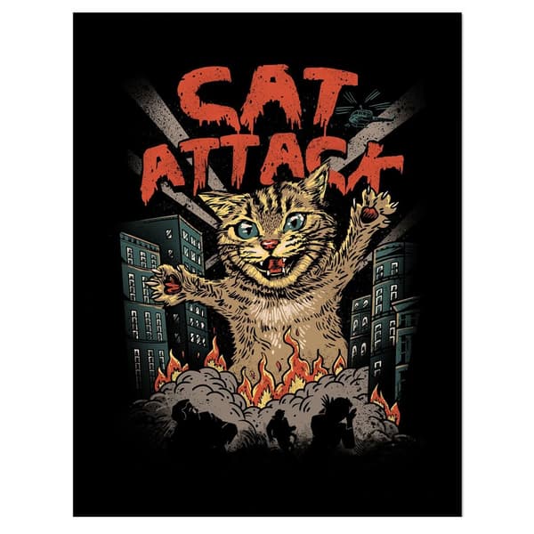 Vincent Trinidad Cat Attack Framed Poster Black/Orange/Brown 40cm x 30cm